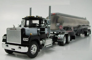 1/64 DCP / FIRST GEAR MACK SUPERLINER BLACK WITH FUELL TANKER TRAILER 60-0999