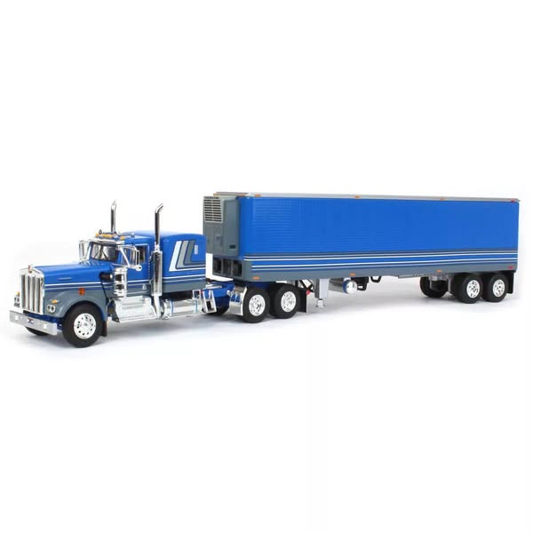 Dcp / First Gear 1/64 Kenworth W900A In Blue/Gray With Trailer