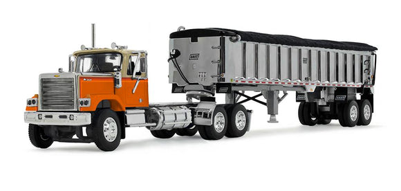 1/64 Scale DCP Orange Chevrolet Bison Day Cab & East End Dump Trailer  60-1925