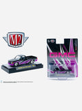 1/64 M2 1989 GMC SIERRA 1500 IN BLACK WITH PINK AND WHITE GRAPHICS New On Card