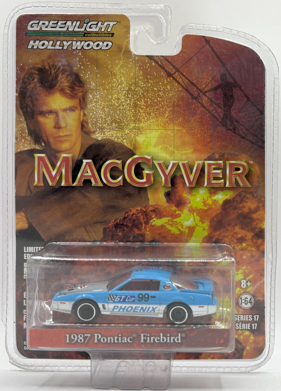 GREENLIGHT 1987 PONTIAC FIREBIRD BLUE/WHITE NEW ON CARD