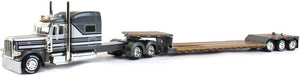 1/64 SCALE DCP / FIRST GEAR PETERBILT 389 STRETCHED GRAY/BLACK WITH LOWBOY DROP DECK TRAILER 60-1303