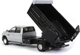 GREENLIGHT 2018 RAM 3500 DUALLY LANDSCAPER DUMP TRUCK BRIGHT SILVER METALLIC NEW ON CARD