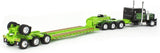 DCP / FIRST GEAR 1/64  PETERBILT 389 TRI DRIVE IN BLACK/LIME GREEN WITH QUAD AXLE HEAVY HAUL TRAILER   *****60-1475