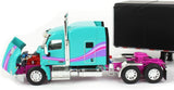 1/64 DCP / FIRST GEAR PETERBILT 579 TEAL/BLACK WITH CURTAINSIDER TRAILER 60-1611