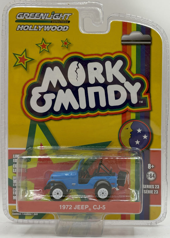 GREENLIGHT 1972 JEEP CJ-5 MORK AND MINDY BLUE NEW ON CARD