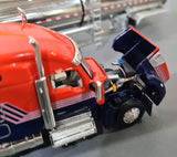 1/64 DCP / FIRST GEAR RED AND BLUE KENWORTH W990 WITH TANKER TRAILER 60-1731