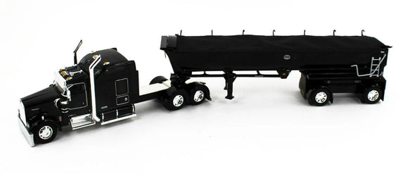 1/64 DCP / FIRST GEAR  KENWORTH W900 BLACK/BLACK WITH TIPPER TRAILER 60-1846