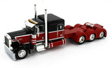 DCP / FIRST GEAR 1/64 PETERBILT 389 TRI DRIVE IN RED/RED WITH QUAD AXLE HEAVY HAUL TRAILER   *****60-1496