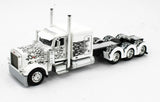 DCP / FIRST GEAR 1/64 PETERBILT 389 TRI DRIVE IN WHITE/BLACK WITH QUAD AXLE HEAVY HAUL TRAILER   *****60-1476