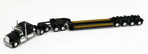 DCP / FIRST GEAR 1/64  KENWORTH W900A IN BLACK/BLACK JEEP WITH QUAD AXLE HEAVY HAUL TRAILER   TRAILER *****60-1061