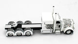 DCP / FIRST GEAR 1/64 PETERBILT 389 TRI DRIVE IN WHITE/BLACK WITH QUAD AXLE HEAVY HAUL TRAILER   *****60-1476