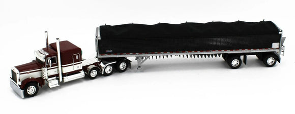 1/64 DCP / FIRST GEAR PETERBILT 379 TRI DRIVE RED/BLACK WITH GRAIN TRAILER 60-1529