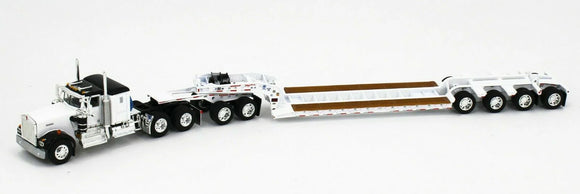 DCP / FIRST GEAR 1/64  KENWORTH W900A IN WHITE/WHITE JEEP WITH QUAD AXLE HEAVY HAUL TRAILER   TRAILER *****60-1062