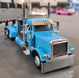 1/64 DCP / FIRST GEAR PETERBILT 379 CYAN AND CHROME WITH DUMP/TIPPER TRAILER 60-1893