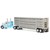 DCP 1/64 Western Peterbilt 351 IN BLUE/WHITE PULLING A LIVESTOCK Trailer Diecast 60-1816