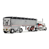 1/64 DCP / FIRST GEAR PETERBILT 389 WHITE/RED/GOLDWITH TIPPER TRAILER 60-1936