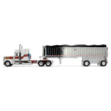 1/64 DCP / FIRST GEAR PETERBILT 389 WHITE/RED/GOLDWITH TIPPER TRAILER 60-1936