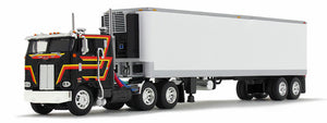 Dcp / First Gear Peterbilt 352 COE 86" Sleeper in Black and White and 40' Vintage Trailer with Reefer  60-2156