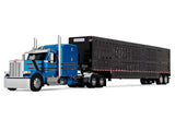 1/64 Dcp / First Gear Peterbilt 589 BLUE WITH BLACK STRIPES With Livestock Trailer 60-2172