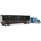 1/64 Dcp / First Gear Peterbilt 589 BLUE WITH BLACK STRIPES With Livestock Trailer 60-2172