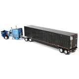 1/64 Dcp / First Gear Peterbilt 589 BLUE WITH BLACK STRIPES With Livestock Trailer 60-2172