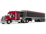 1/64 Dcp / First Gear Kenworth W990 IN RED/BLACK With Tri Axle GRAIN Trailer 60-2176