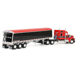 1/64 Dcp / First Gear Kenworth W990 IN RED/BLACK With Tri Axle GRAIN Trailer 60-2176
