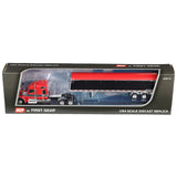 1/64 Dcp / First Gear Kenworth W990 IN RED/BLACK With Tri Axle GRAIN Trailer 60-2176
