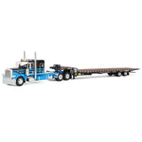 1/64 Scale Dcp Peterbilt 389 With Sleeper Black/BLUE With Tilting LANDOLL Trailer 60-2190