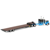 1/64 Scale Dcp Peterbilt 389 With Sleeper Black/BLUE With Tilting LANDOLL Trailer 60-2190