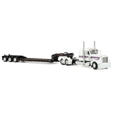 1/64 Scale Dcp Peterbilt 389 With Sleeper WHITE/Black With TRI AXLE LOWBOYTrailer 60-2191