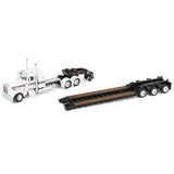 1/64 Scale Dcp Peterbilt 389 With Sleeper WHITE/Black With TRI AXLE LOWBOYTrailer 60-2191