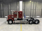 ICONIC REPLICAS 1/50 SCALE  SAR KENWORTH LOWLINE IN BURGUNDY WITH BLACK CHASSIS ALLOY