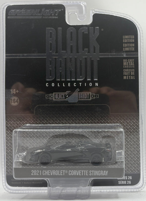 GREENLIGHT 2021 CHEVROLET CORVETTE STINGRAY BLACK BANDIT BLACK NEW ON CARD