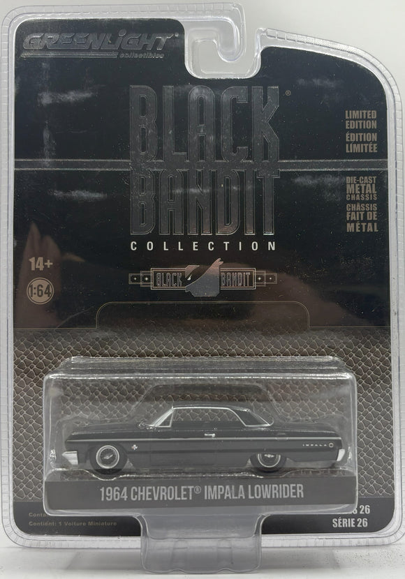 GREENLIGHT 1964 CHEVROLET IMPALA LOWRIDER BLACK BANDIT BLACK NEW ON CARD