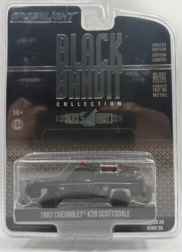 GREENLIGHT 1982 CHEVROLET K20 SCOTTSDALE BLACK BANDIT BLACK NEW ON CARD