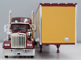 1/64 Dcp / First Gear Kenworth W900L AERO IN Red/Yellow With Dry Van Trailer 68-2297