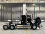 ICONIC REPLICAS 1/50 SCALE  SAR KENWORTH LOWLINE IN BLACK WITH BLACK CHASSIS ALLOYS