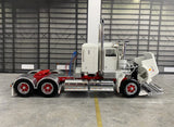 PRE ORDER ICONIC REPLICAS 1/50 SCALE  SAR KENWORTH IN WHITE WITH RED CHASSIS