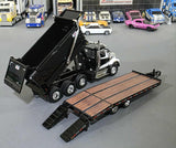 1/64 DCP / FIRST GEAR WESTERN STAR BLACK/WHITE TANDOM TIPPER AND BEAVERTAIL TRAILER