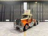 1/50 SCALE ICONIC REPLICAS KENWORTH W900 TNT FREIGHT SERVICES DAY CAB IN PEACHES AND CREAM