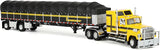 1/64 Dcp Ford LTL IN YELLOW/BLACK With COVERED WAGON Trailer 60-2295