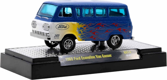 1/64 M2 1965 FORD ECONOLINE VAN GASSER BLUE WITH FLAMES NEW ON CARD