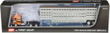 1/64 Dcp Freightliner Coe In Orange/White/Black With vintage livestock Trailer 60-2290