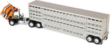 1/64 Dcp Freightliner Coe In Orange/White/Black With vintage livestock Trailer 60-2290