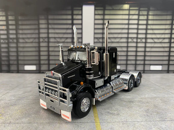 ICONIC REPLICAS 1/50 SCALE  SAR KENWORTH LOWLINE IN BLACK WITH BLACK CHASSIS ALLOYS