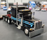 DCP / FIRST GEAR 1/64 PETERBILT 389 TRI DRIVE CAPPELLO HEAVY TRANSPORT WITH TRI AXLE LOWBOY WITH FLIP OVER AXLE TRAILER*****60-1842