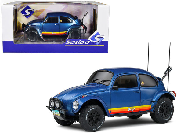 1/18 Solido 1975 Volkswagen Beetle Baja Blue Metallic New In Display Box