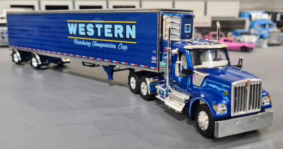 1/64 DCP / FIRST GEAR WESTERN KENWORTH W990 WITH REFRIGERATED TRAILER 60-1724